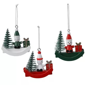 Akasztós dísz kari figurával fa 6cm