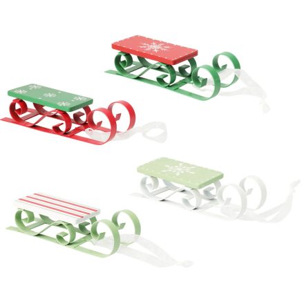 Szánkó akasztós, fa,fém 13cm