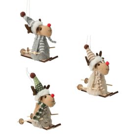 Szarvas síelő textil akasztós 14cm