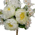 Peoni, hortenzia féloldalas csokor 11v. fehér M50cm 8db/#