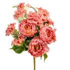 Peony,hortenzia csokor féloldalas 11v. piros M55cm 8db/#