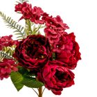 Peony,hortenzia csokor féloldalas 11v. piros M55cm 8db/#