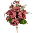 Peoni, hortenzia féloldalas csokor 11v. világos lila M50cm 8db/#