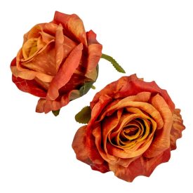 Rózsa virágfej narancs-barna D10cm 12db/csom