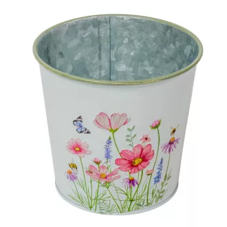 Meadow virágmintás fém kaspó fehér D11,5x10,7cm