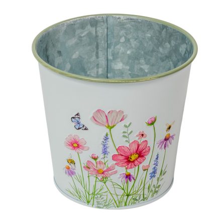 Meadow virágmintás fém kaspó fehér D11,5x10,7cm