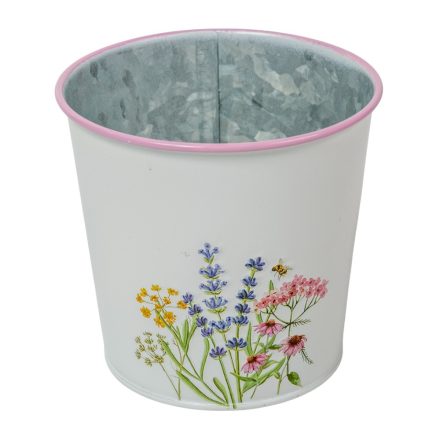 Meadow virágmintás fém kaspó fehér D11,5x10,7cm