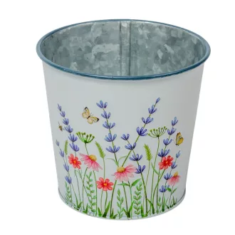 Meadow virágmintás fém kaspó fehér D11,5x10,7cm