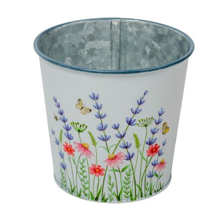 Meadow virágmintás fém kaspó fehér D11,5x10,7cm