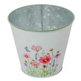 Meadow virágmintás fém kaspó fehér D14,5x13cm