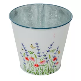 Meadow virágmintás fém kaspó fehér D14,5x13cm