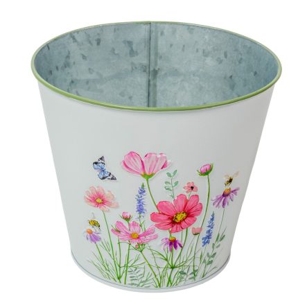 Meadow virágmintás fém kaspó fehér D16x14,8cm