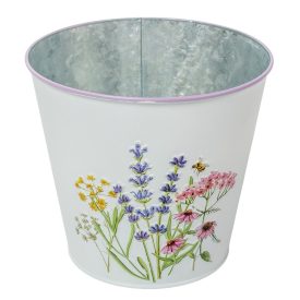Meadow virágmintás fém kaspó fehér D16x14,8cm