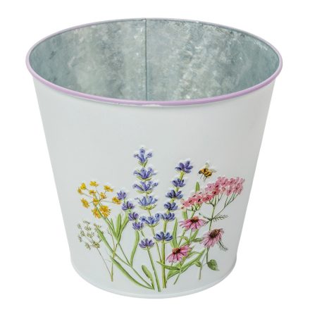 Meadow virágmintás fém kaspó fehér D16x14,8cm