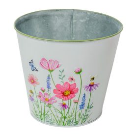 Meadow virágmintás fém kaspó fehér D18x14,8cm