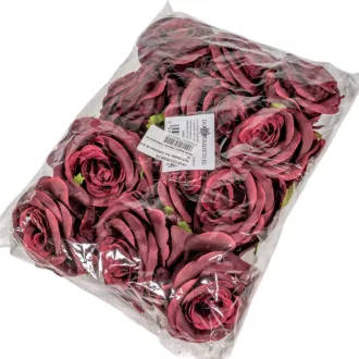 Nyílt rózsafej D7cm bordó 12db/csom
