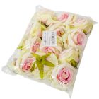 Rózsa virágfej D7cm krém-rózsaszín 12db/csom