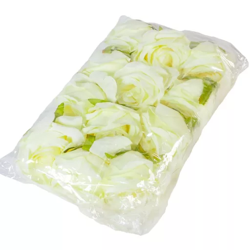 Nyílt rózsafej D7cm krém 12db/csom