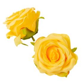 Rózsa virágfej D7cm sárga 12db/csom