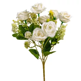 Rózsa csokor 7v. krém M31cm 48db/#