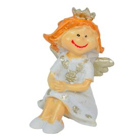 Angyal lányka koronás ülő poly M6cm