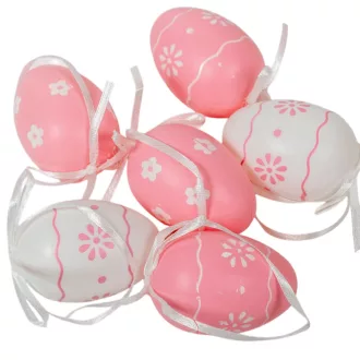Húsvéti tojás virág mintás pink 6cm 6db-os-