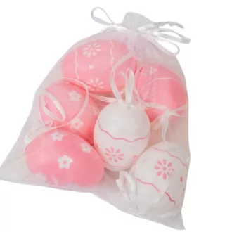 Húsvéti tojás virág mintás pink 6cm 6db-os-
