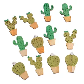 Fa festett kaktusz lézervágott  4cm 12db-os 