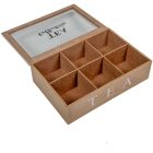 Teás doboz fa 6 rekeszes M7x16x24cm