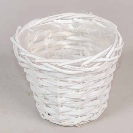 Hasított fa kaspó fehér M12cm D14cm