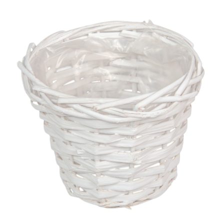 Hasított fa kaspó fehér M12cm D14cm