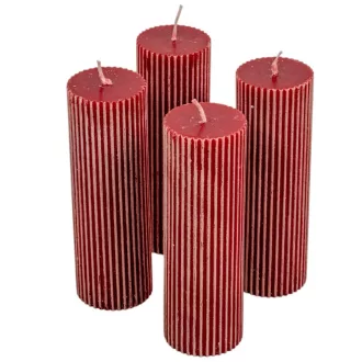   Kontúrozott bordás henger gyertya 50x150mm bordó 4db/csom (db ár)