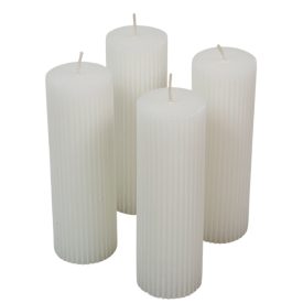  Kontúrozott bordás henger gyertya 50x150mm fehér  4db/csom (db ár)