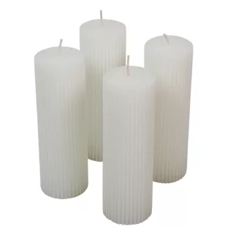   Kontúrozott bordás henger gyertya 50x150mm fehér  4db/csom (db ár)