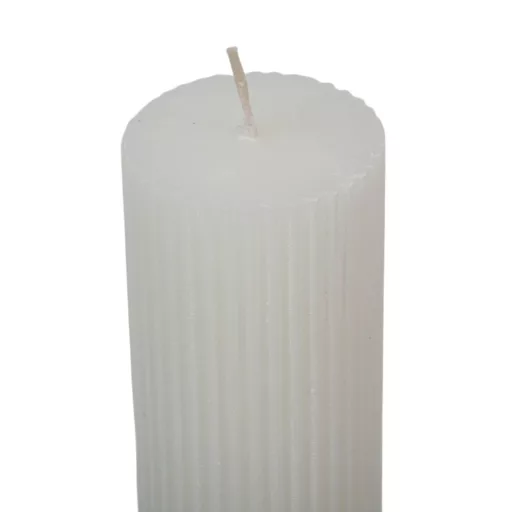 Kontúrozott bordás henger gyertya 50x150mm fehér  4db/csom (db ár)