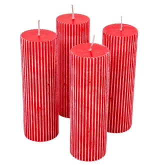   Kontúrozott bordás henger gyertya 50x150mm piros 4db/csom (db ár)