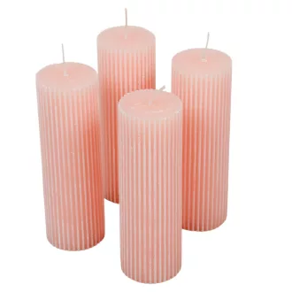   Kontúrozott bordás henger gyertya 50x150mm púder 4db/csom (db ár)