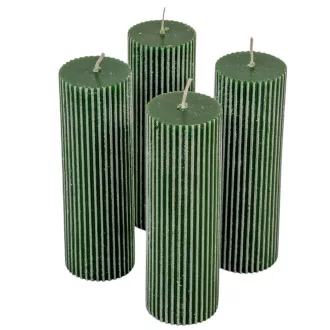   Kontúrozott bordás henger gyertya 50x150mm zöld 4db/csom (db ár)
