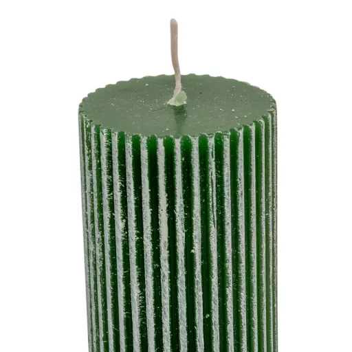 Kontúrozott bordás henger gyertya 50x150mm zöld 4db/csom (db ár)