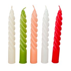   Mártott kis csavart gyertya 150mm (db ár) 30db/csom fehér krém oliva piros korál