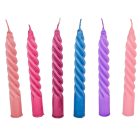 Mártott kis csavart gyertya 150mm (db ár) 30db/csom acélkék lila magenta rszín hús