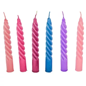   Mártott kis csavart gyertya 150mm (db ár) 30db/csom acélkék lila magenta rszín hús