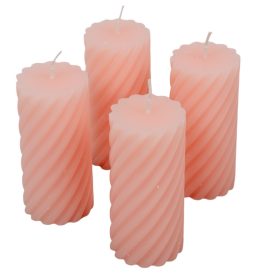   Kontúrozott csavart henger gyertya 55x100mm púder 4db/csom (db ár)