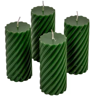  Kontúrozott csavart henger gyertya 55x100mm zöld 4db/csom (db ár)