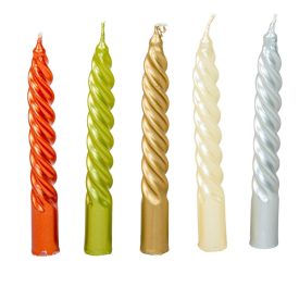   Metál kis csavart gyertya 150mm (db ár) 30db/csom krém oliva arany ezüst nari