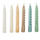 Metál kis csavart gyertya 150mm (db ár) 30db/csom fehér ivory jégkék pezsgő homok menta