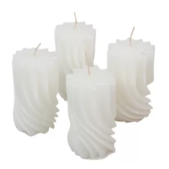   Kontúrozott hullámos henger gyertya 55x95mm fehér 4db/csom (db ár)