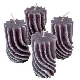   Kontúrozott hullámos henger gyertya 55x95mm szürke 4db/csom (db ár)