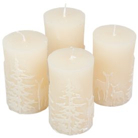   Kontúros őzikés henger gyertya 50x100mm ivory 4db/csom (db ár)
