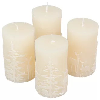   Kontúros őzikés henger gyertya 50x100mm ivory 4db/csom (db ár)